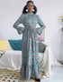 Flared Sleeve Abaya with Waist Tie Kaftan Dress